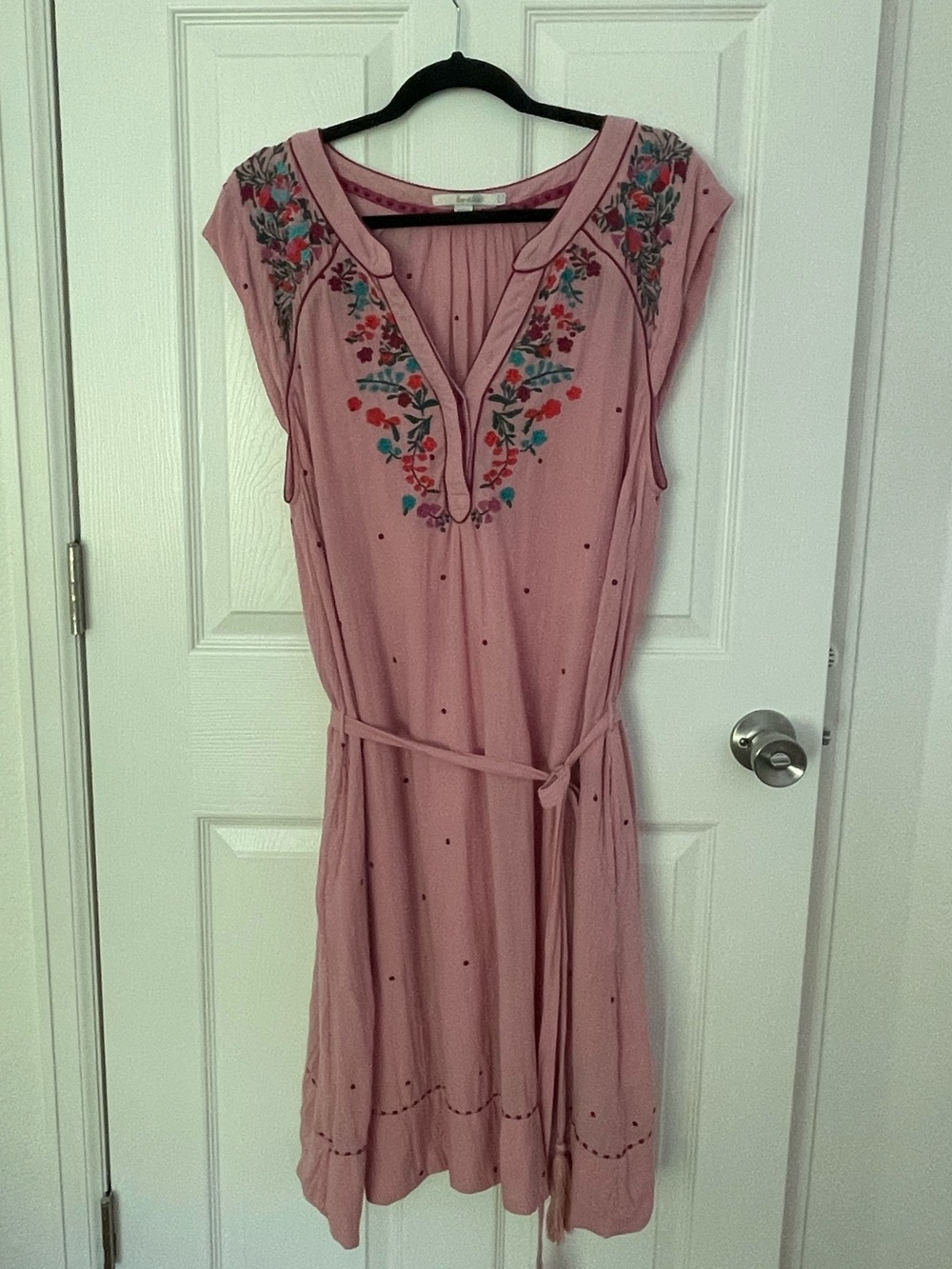 Boden Amelia Pink Embroidered Cotton Dress